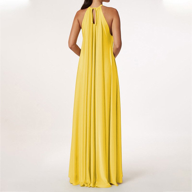 Fashion New Summer Women Elegant Hanging Neck Sleeveless Loose Beach dresses Ladies Vacation Wear Women Casual Dresses