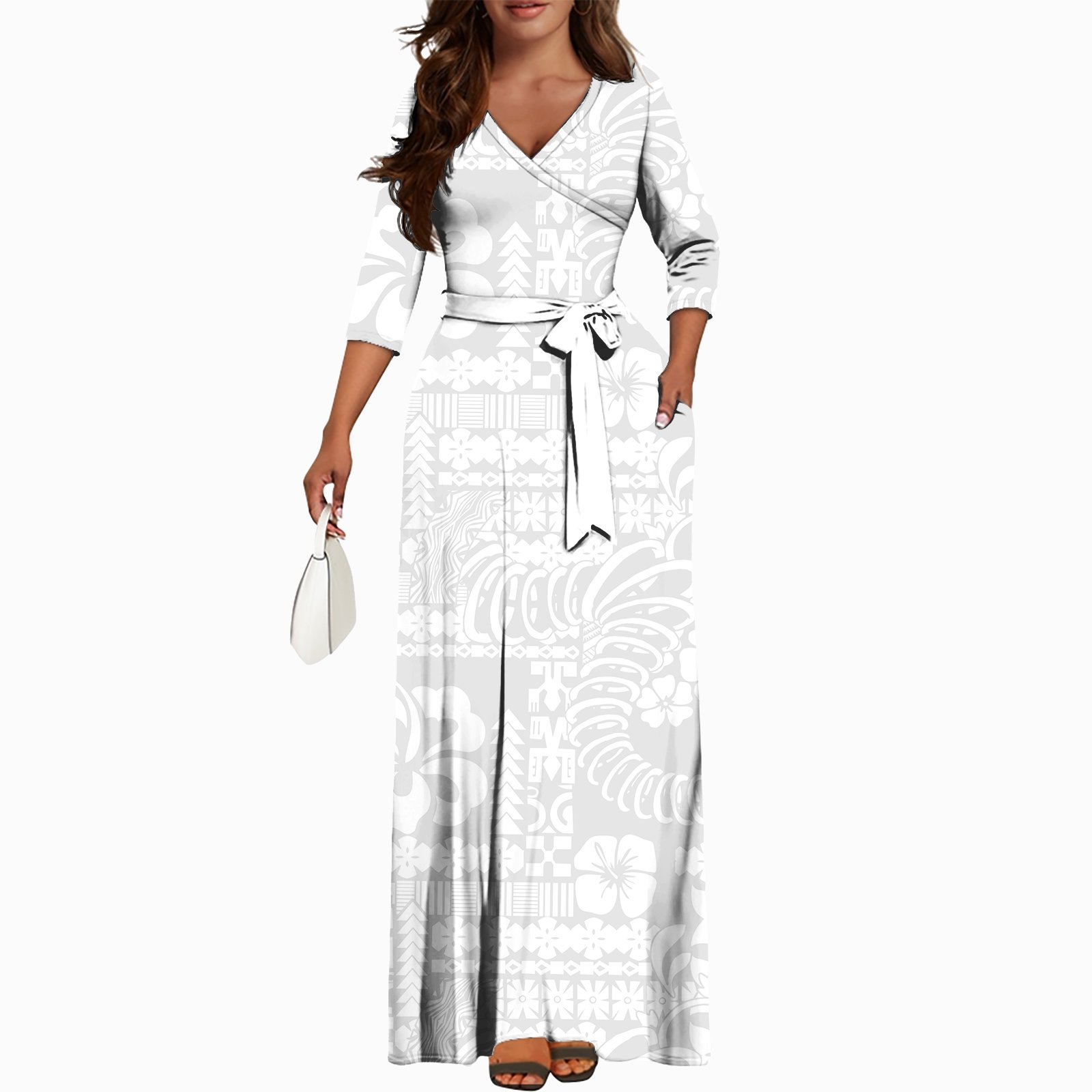 Samoa White Sunday Women's Clothing Dress Summer Sexy Beach Floral Long Hawaiian Dresses Elegant Casual Dress
