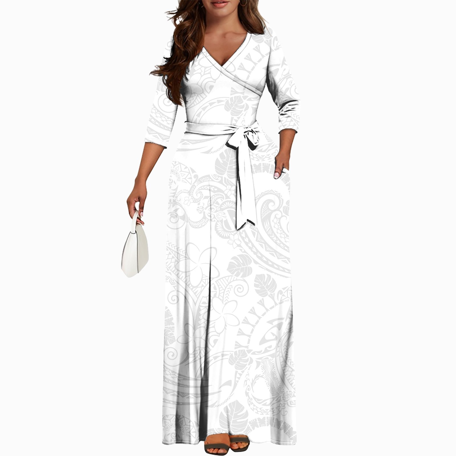 Samoa White Sunday Women's Clothing Dress Summer Sexy Beach Floral Long Hawaiian Dresses Elegant Casual Dress