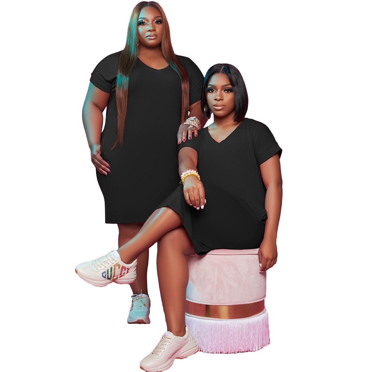 Brand Custom Logo 5xl Plus Size Women Clothing Short Sleeve Slim Dress Classic Fashion Ladies Casual T Shirt Oversize Dresses