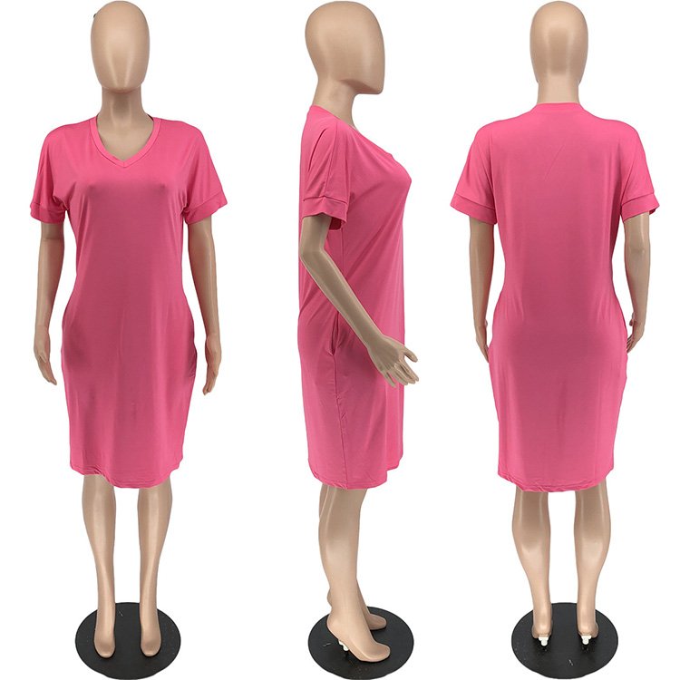 Brand Custom Logo 5xl Plus Size Women Clothing Short Sleeve Slim Dress Classic Fashion Ladies Casual T Shirt Oversize Dresses