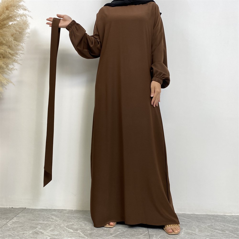 6673# Latest Simplicity Casual Muslim Dress 13 Colors Fashion Versatile Abaya Dress