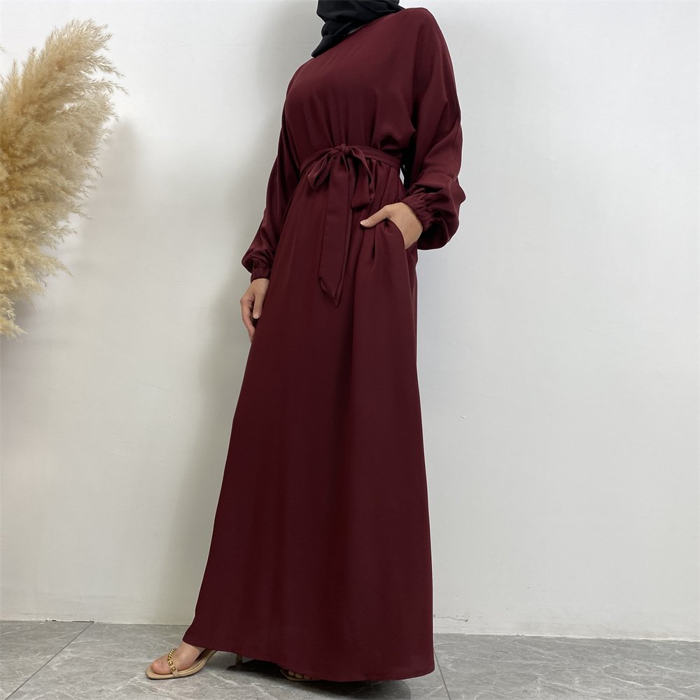 6673# Latest Simplicity Casual Muslim Dress 13 Colors Fashion Versatile Abaya Dress