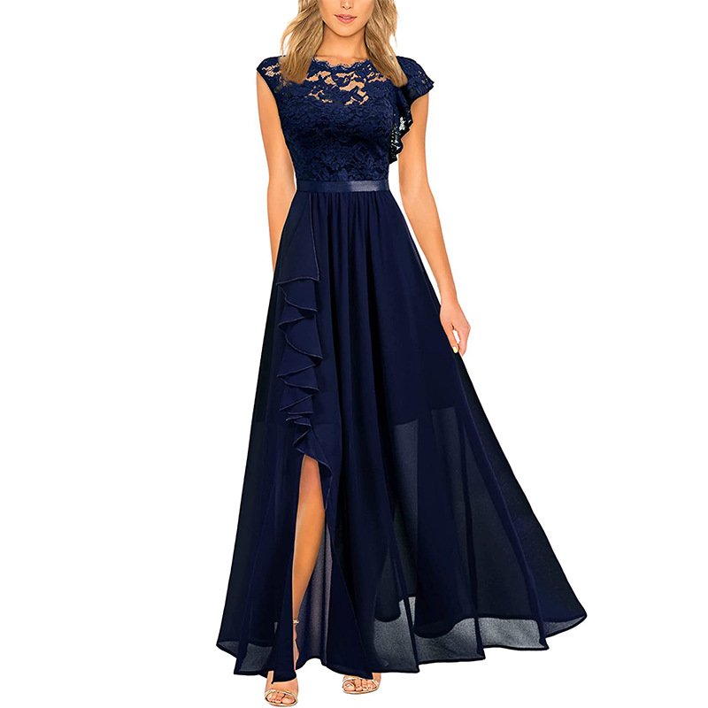 2024 Summer New Women's Dress Evening Dress Lace Style High Waist Slim Fit Long Dress Design Feel Split