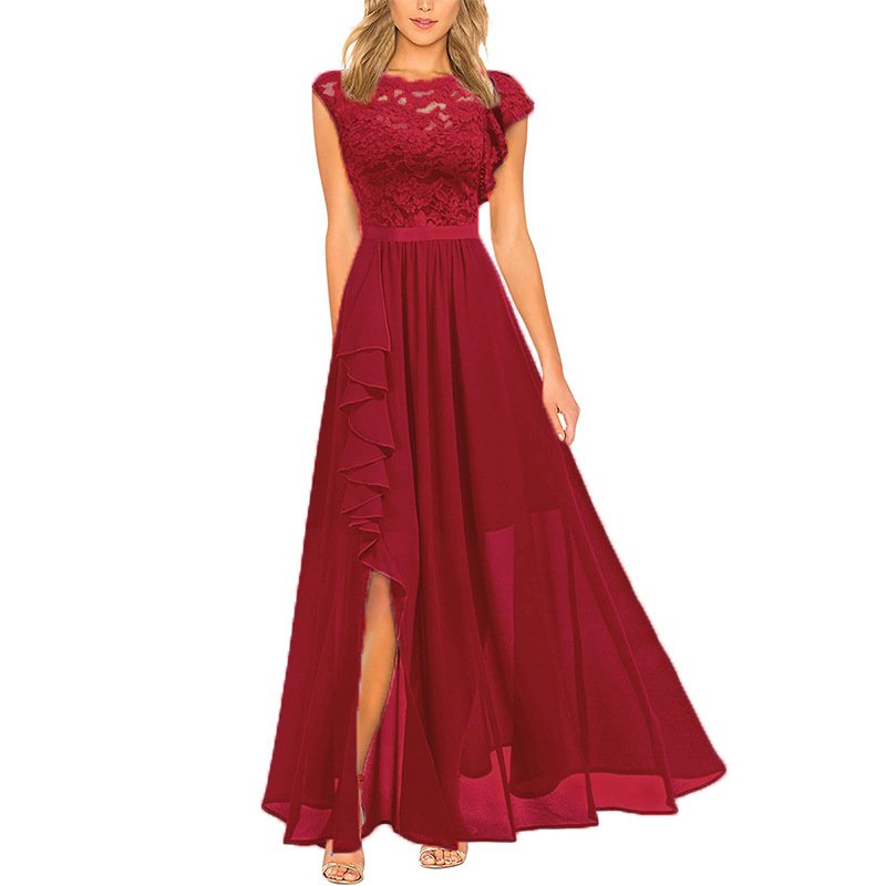 2024 Summer New Women's Dress Evening Dress Lace Style High Waist Slim Fit Long Dress Design Feel Split