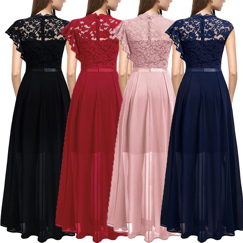 2024 Summer New Women's Dress Evening Dress Lace Style High Waist Slim Fit Long Dress Design Feel Split