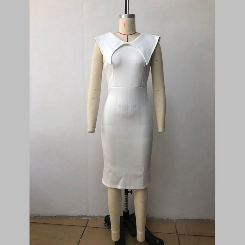 Channel 2023 Summer Lapel Neck Sleeveless Bodycon Midi Business Casual Dresses For Women