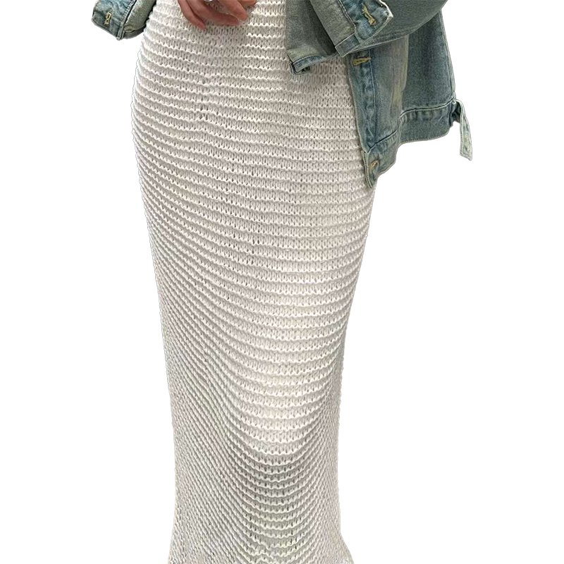 New fashionable women's dresses white color hollow out knitted long dresses sexy casual dress