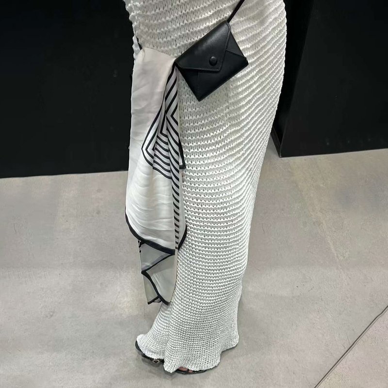 New fashionable women's dresses white color hollow out knitted long dresses sexy casual dress