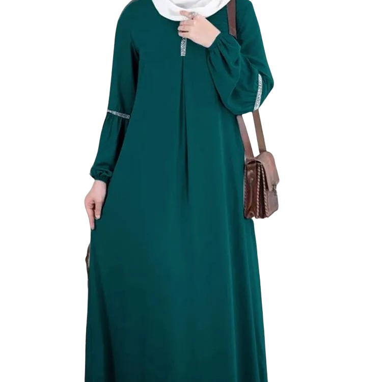 Factory price OEM ODM Fashion long-sleeved Casual sequin strip sundress Muslim Abaya Dress robe modest dress