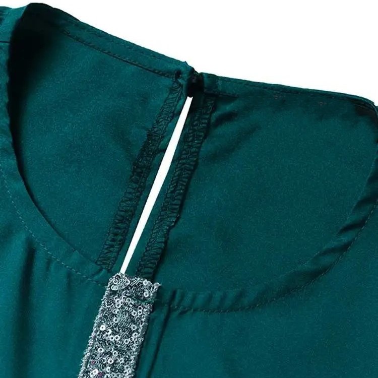 Factory price OEM ODM Fashion long-sleeved Casual sequin strip sundress Muslim Abaya Dress robe modest dress