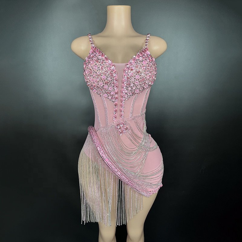 Sparkly Silver Rhinestones Transparent Sleeveless Women Backless Dress elegant casual dresses