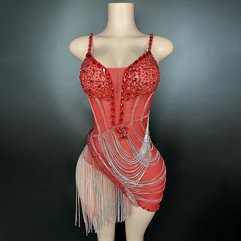 Sparkly Silver Rhinestones Transparent Sleeveless Women Backless Dress elegant casual dresses