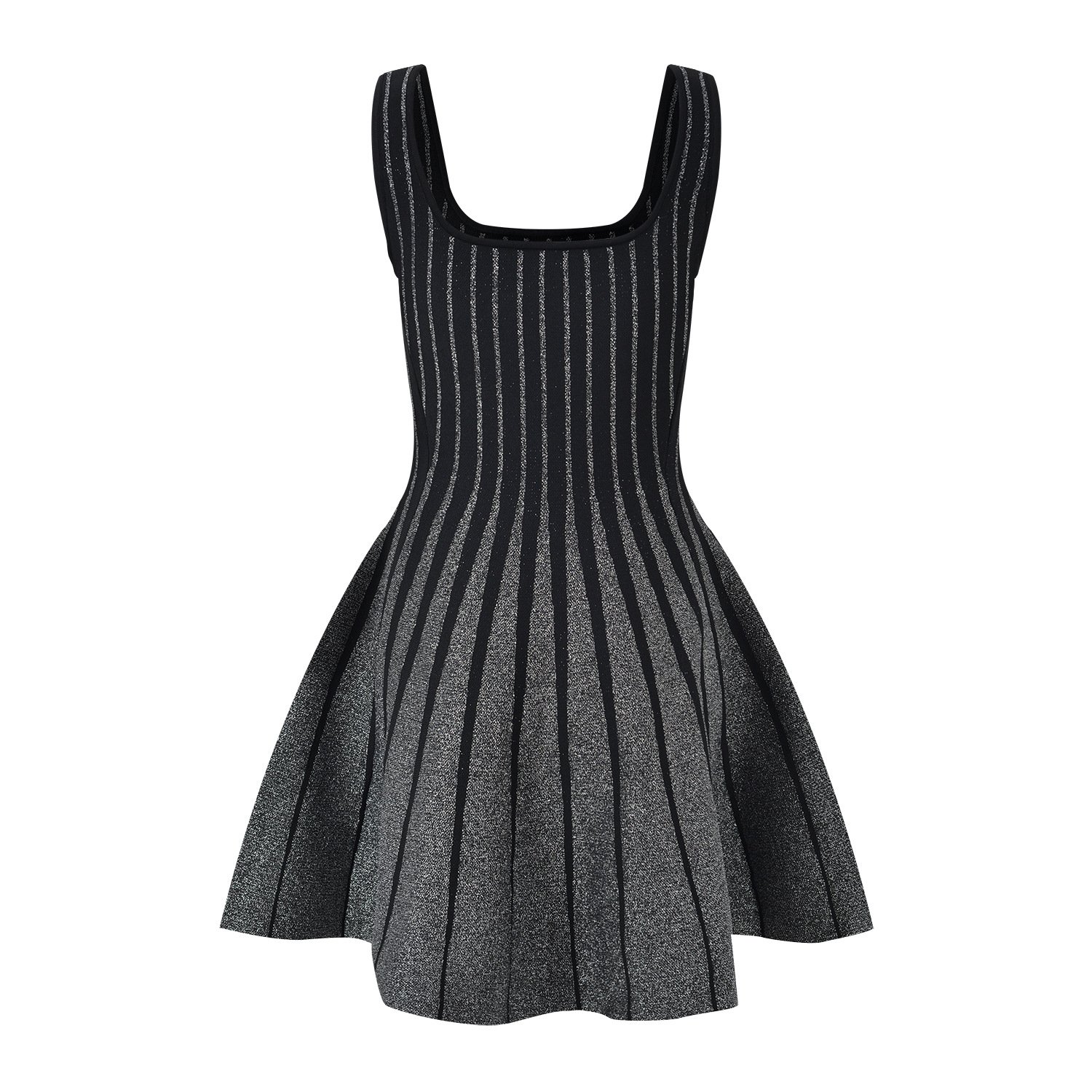 2024 Autumn Vintage Style High Quality Lady Sleeveless O-neckline Women Mini Short Knitted A-line Striped Dress