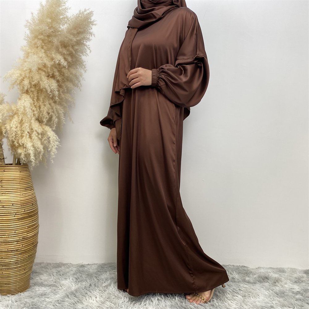 6675# Solid color new modest khimar hijab abaya muslim long prayer abayas dresses attached scarf one piece jilbab with side pock