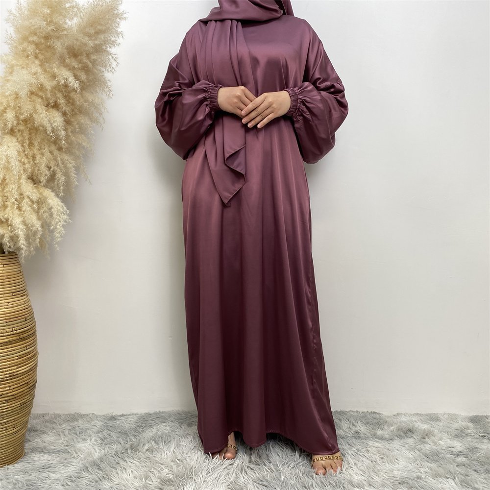 6675# Solid color new modest khimar hijab abaya muslim long prayer abayas dresses attached scarf one piece jilbab with side pock