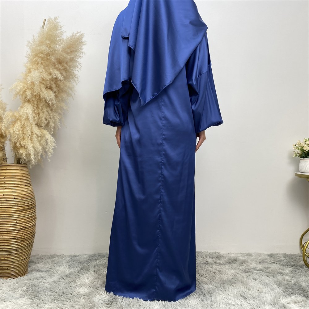 6675# Solid color new modest khimar hijab abaya muslim long prayer abayas dresses attached scarf one piece jilbab with side pock