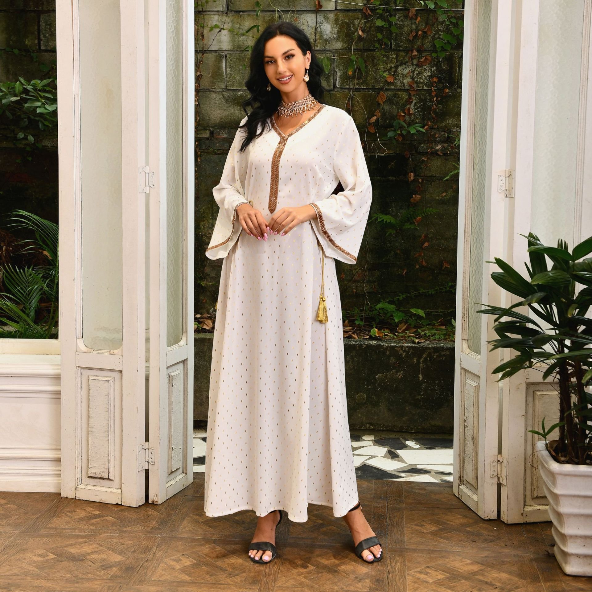 Yibaoli manufacturer women muslim long sleeves eid kaftan islamic casual clothing abaya dresses dubai