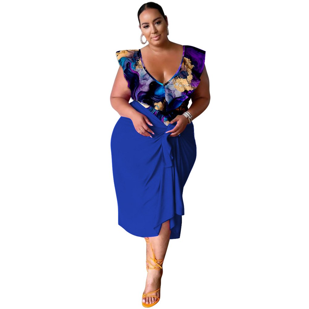 Elegant ladies floral dress Women's clothing summer casual dresses v neck dress for women