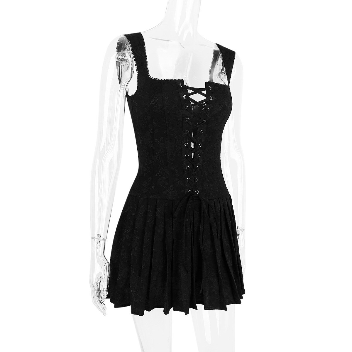 Ocstrade Hottest Modest Clothing Vestido Adjustable Lace Up Black Casual Dress Woman Sleeveless V-Neck Cute Mini Club Dresses