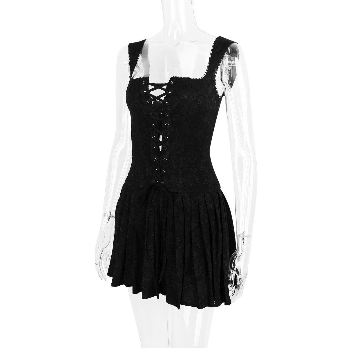 Ocstrade Hottest Modest Clothing Vestido Adjustable Lace Up Black Casual Dress Woman Sleeveless V-Neck Cute Mini Club Dresses