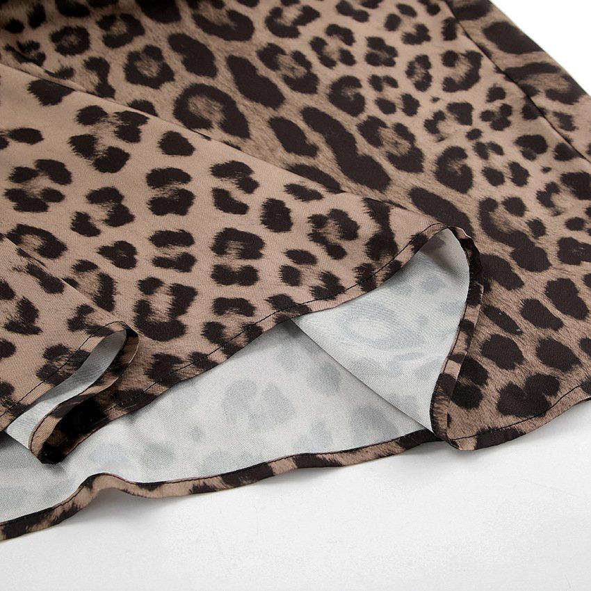 Leopard Long Women's Casual Sexy High Waist New Ladies dress