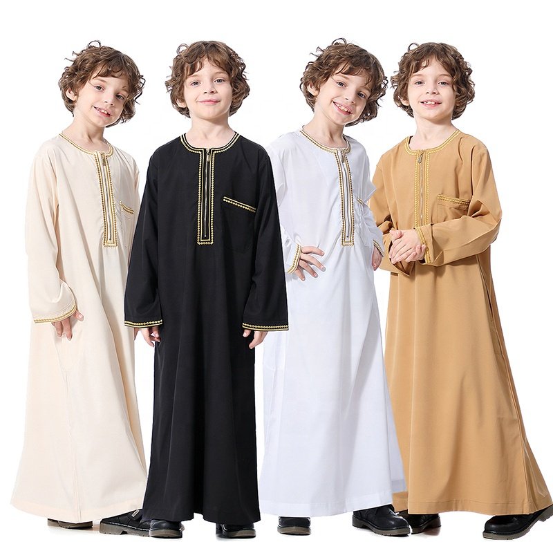 Islamic Apparel Muslim Clothing Kids Children Robes White Kaftan Middle Eastern Dress Male Saudi Arabia Clothes
