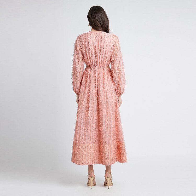 Long sleeve Casual women dress Vestido Spring Sexy Deep V neck cut out Cocktail Party Women Tassel Cocktail Dresses