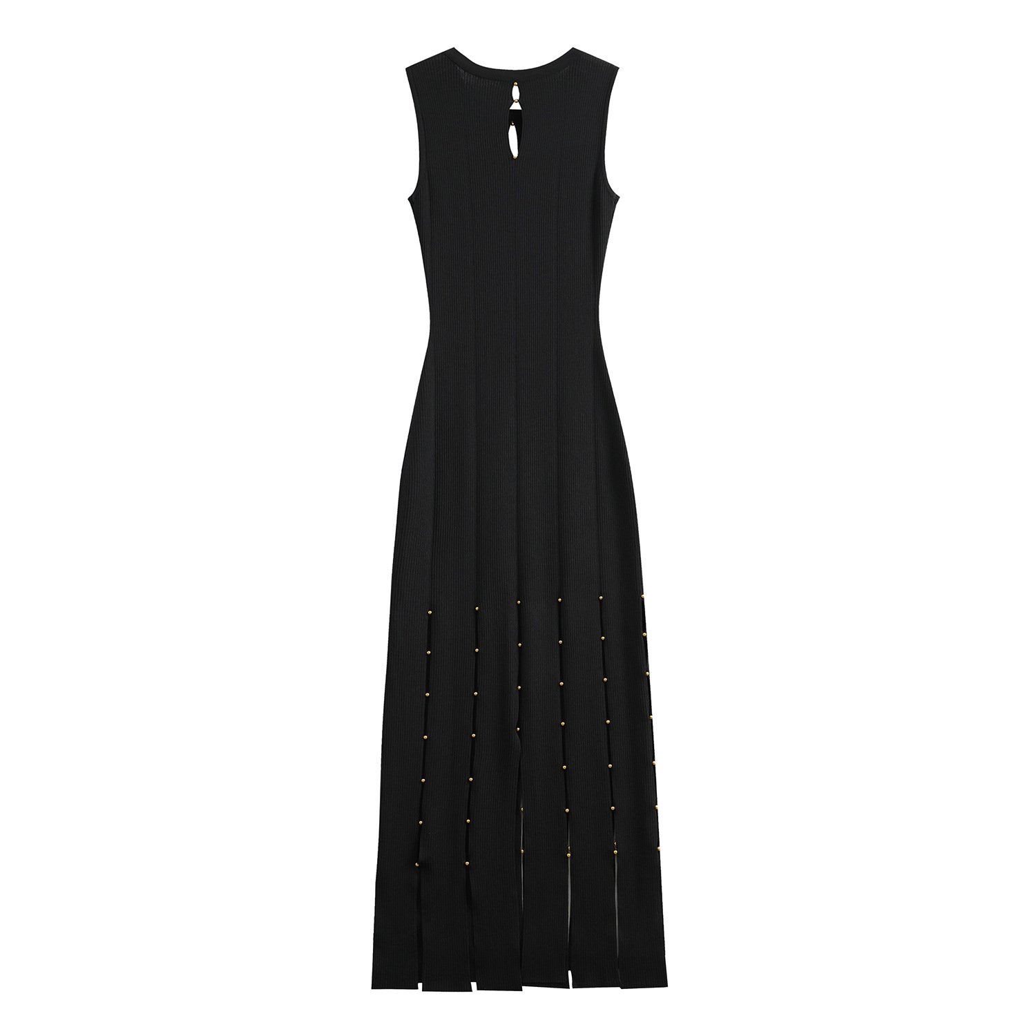2024 new arrivals summer knitted fabric women fashion split hollow out design long casual dresses