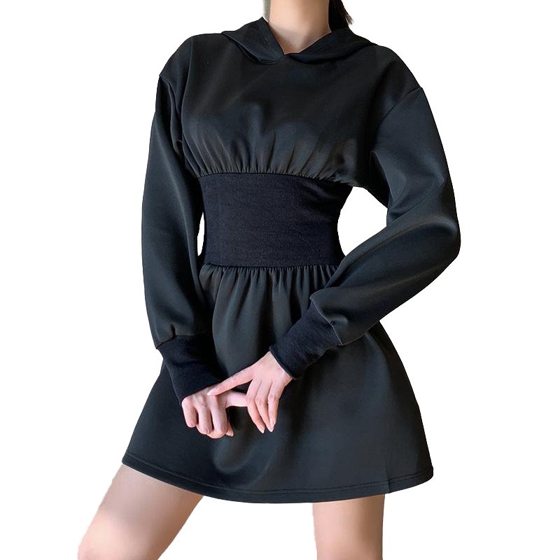custom logo Air layer fabric hoodies dress women Casual sports long sleeve dress
