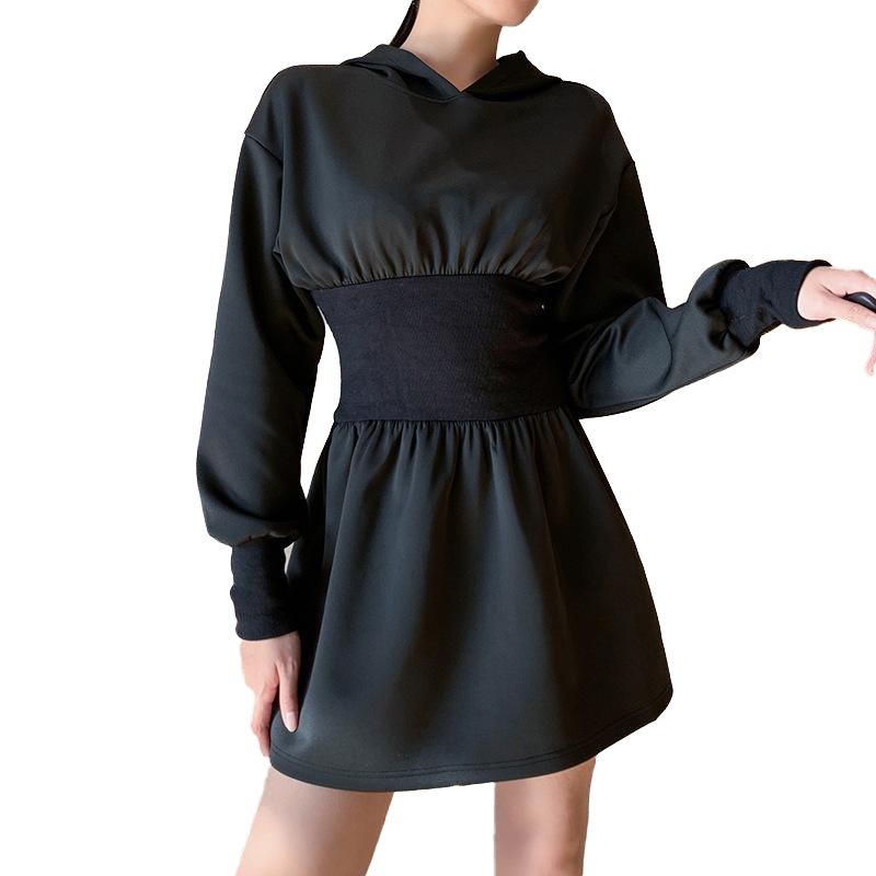 custom logo Air layer fabric hoodies dress women Casual sports long sleeve dress
