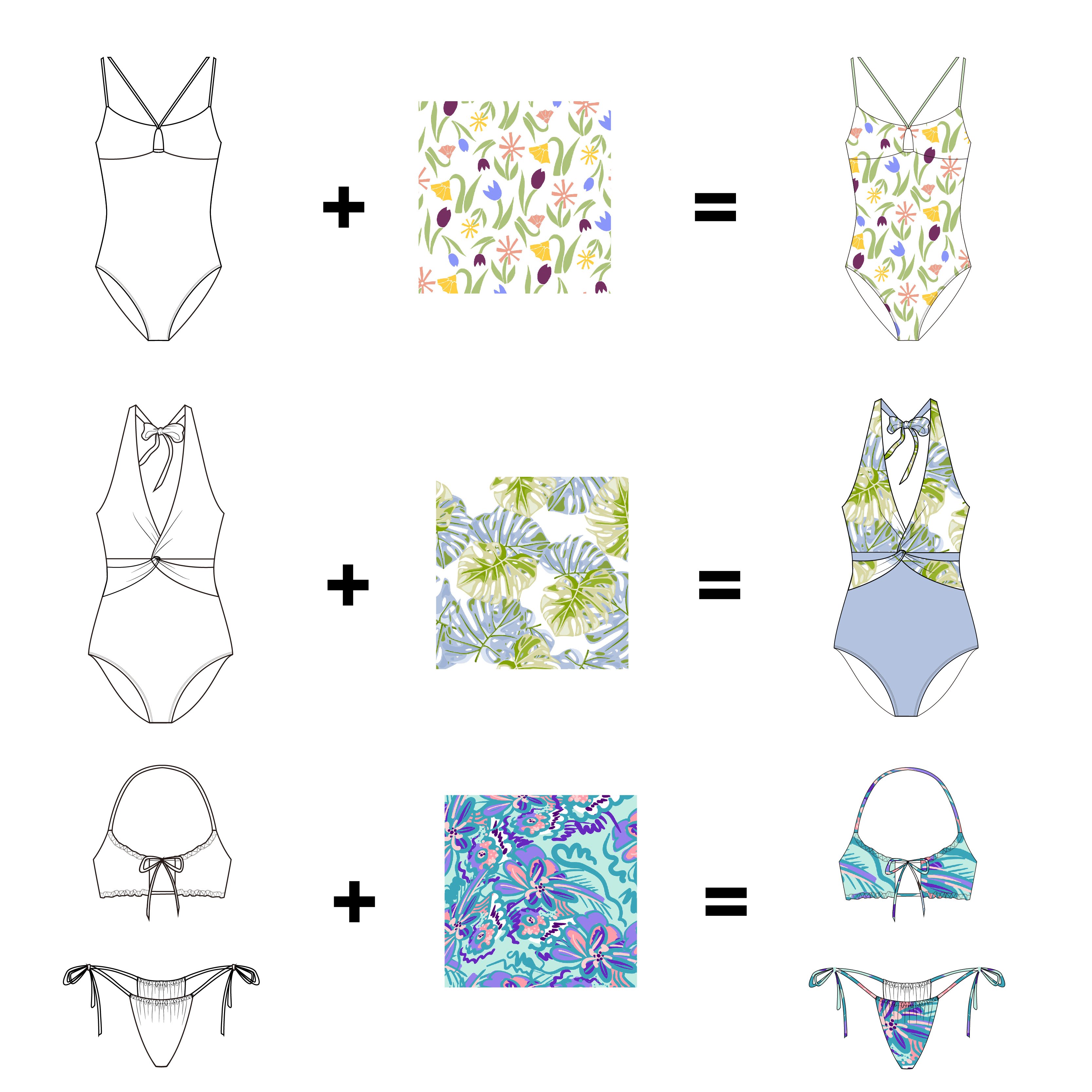 OEKO-TEX Customized High Waist Dress Two Piece Floral Printed Woman Swimwear