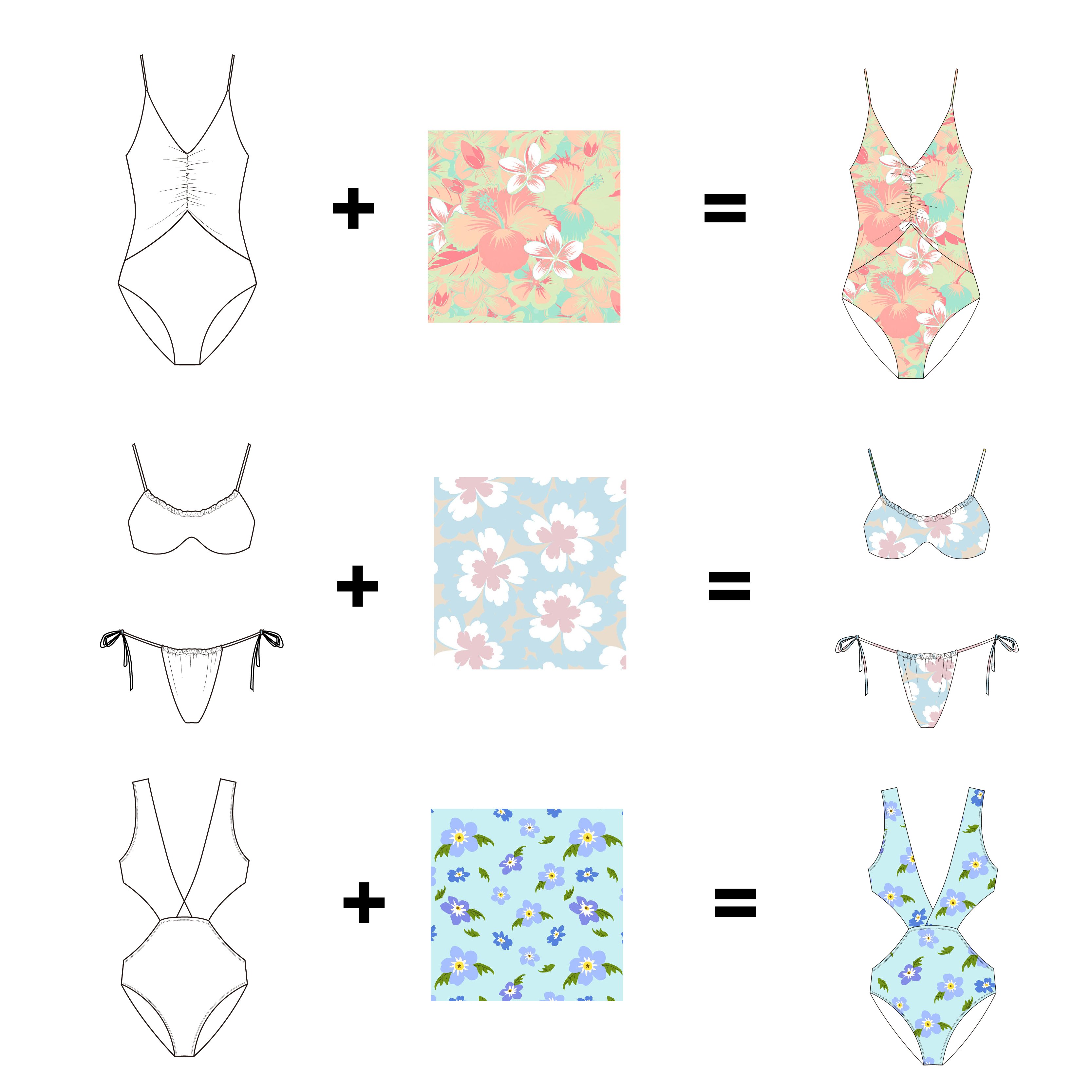 OEKO-TEX Customized High Waist Dress Two Piece Floral Printed Woman Swimwear