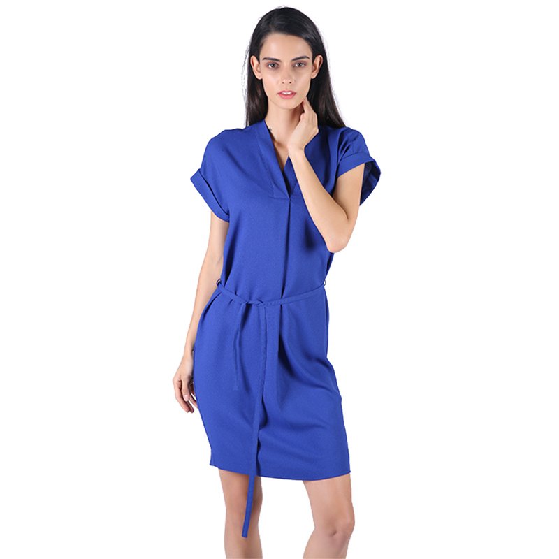 Simple v neck short sleeve dress fashion dresses 2024 women