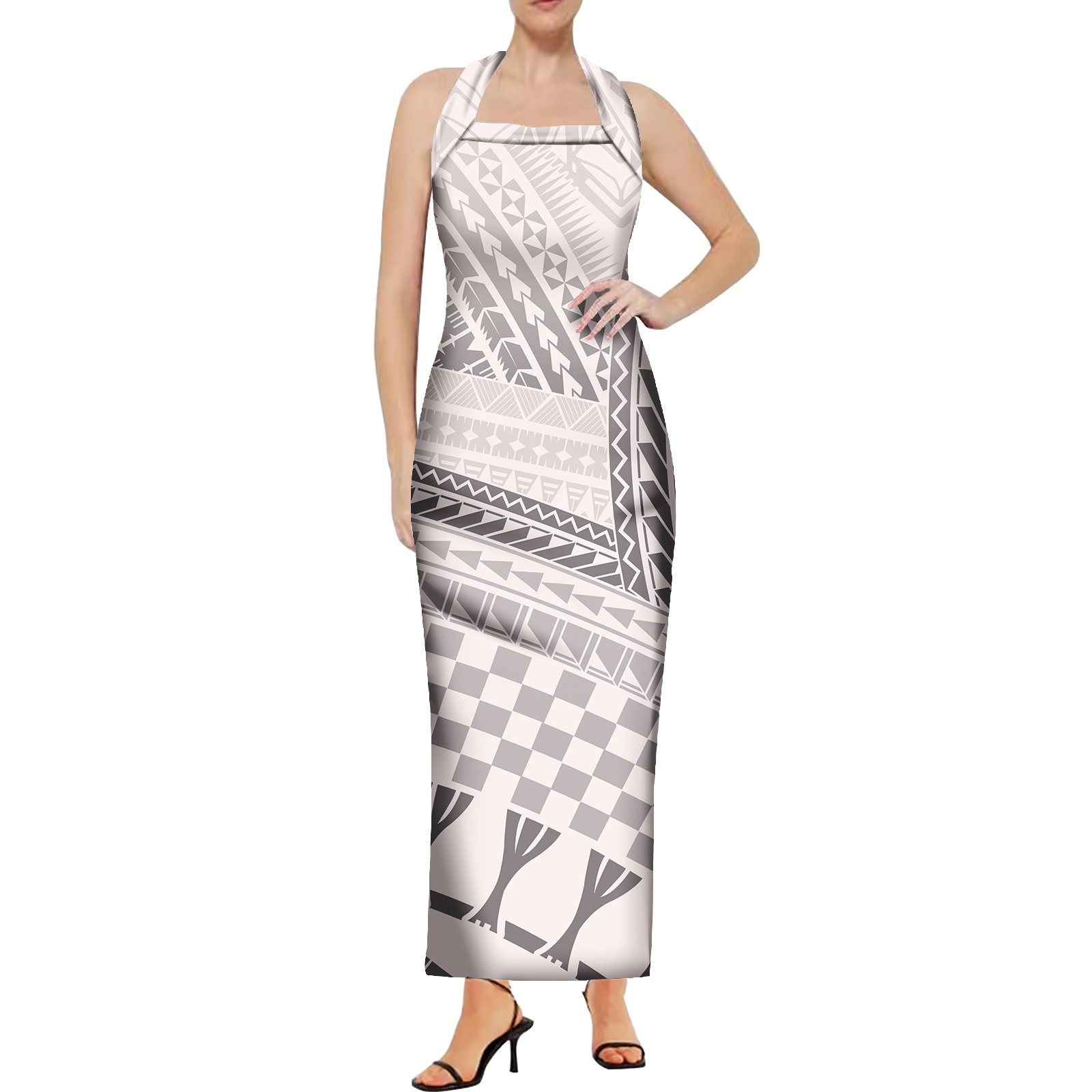 Beach Holiday Halter Backless Dress Polynesian Hawaii Plus Size Casual Prom Party Bodycon Custom Women Samoan Dress