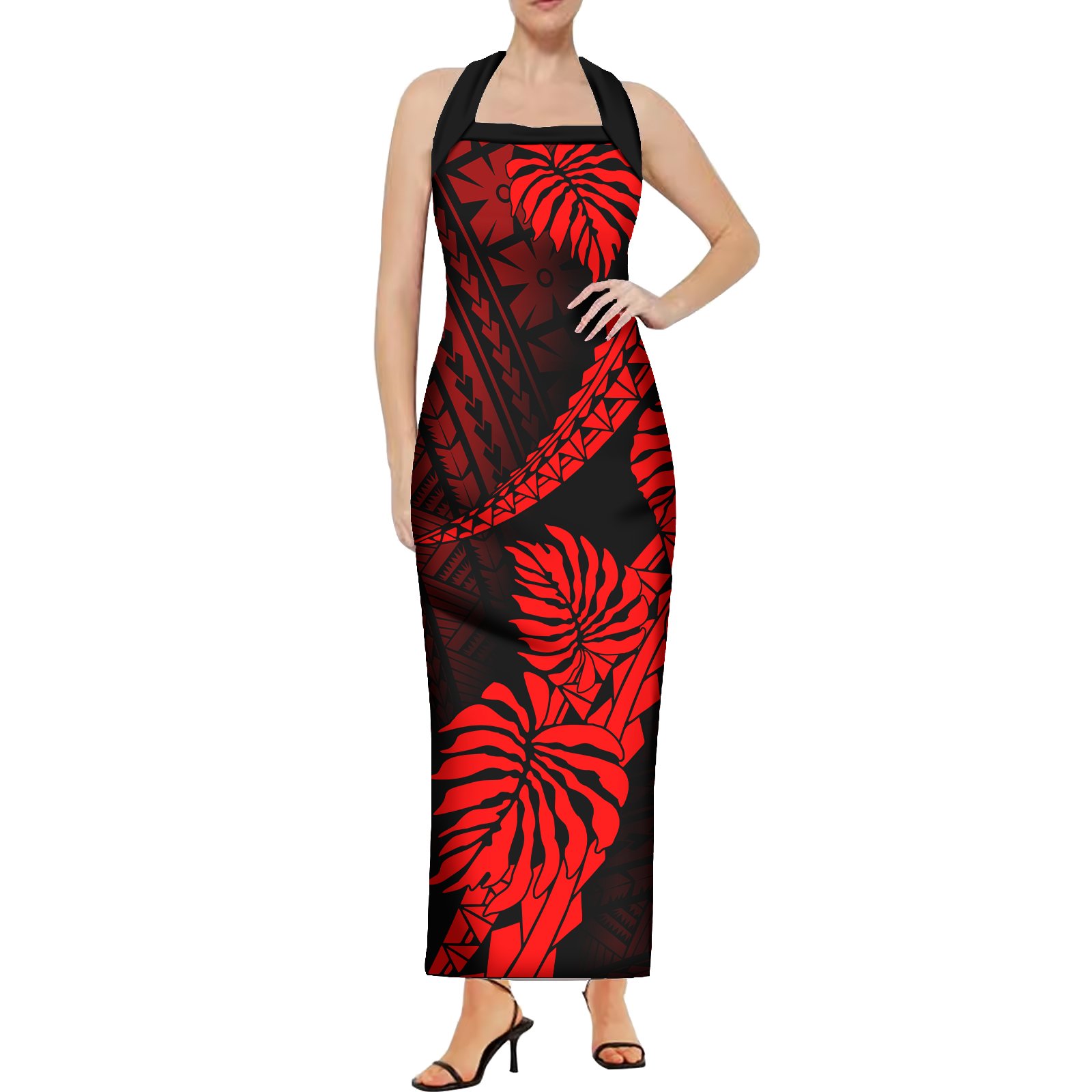 Beach Holiday Halter Backless Dress Polynesian Hawaii Plus Size Casual Prom Party Bodycon Custom Women Samoan Dress