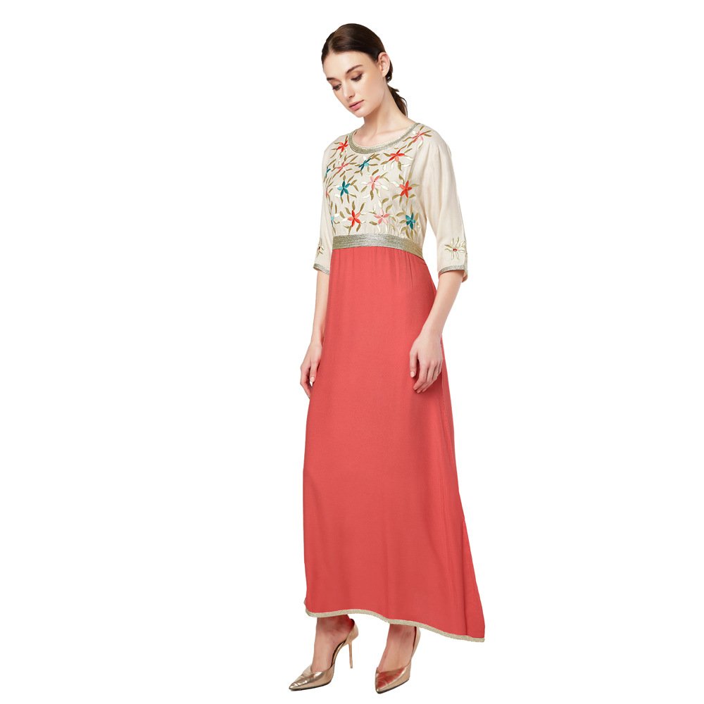 Custom Summer Middle East Women's Muslim Moroccan Elegant Dress Dubai Rayon Muslim Dresses Arab Robe Kimono Nightgown