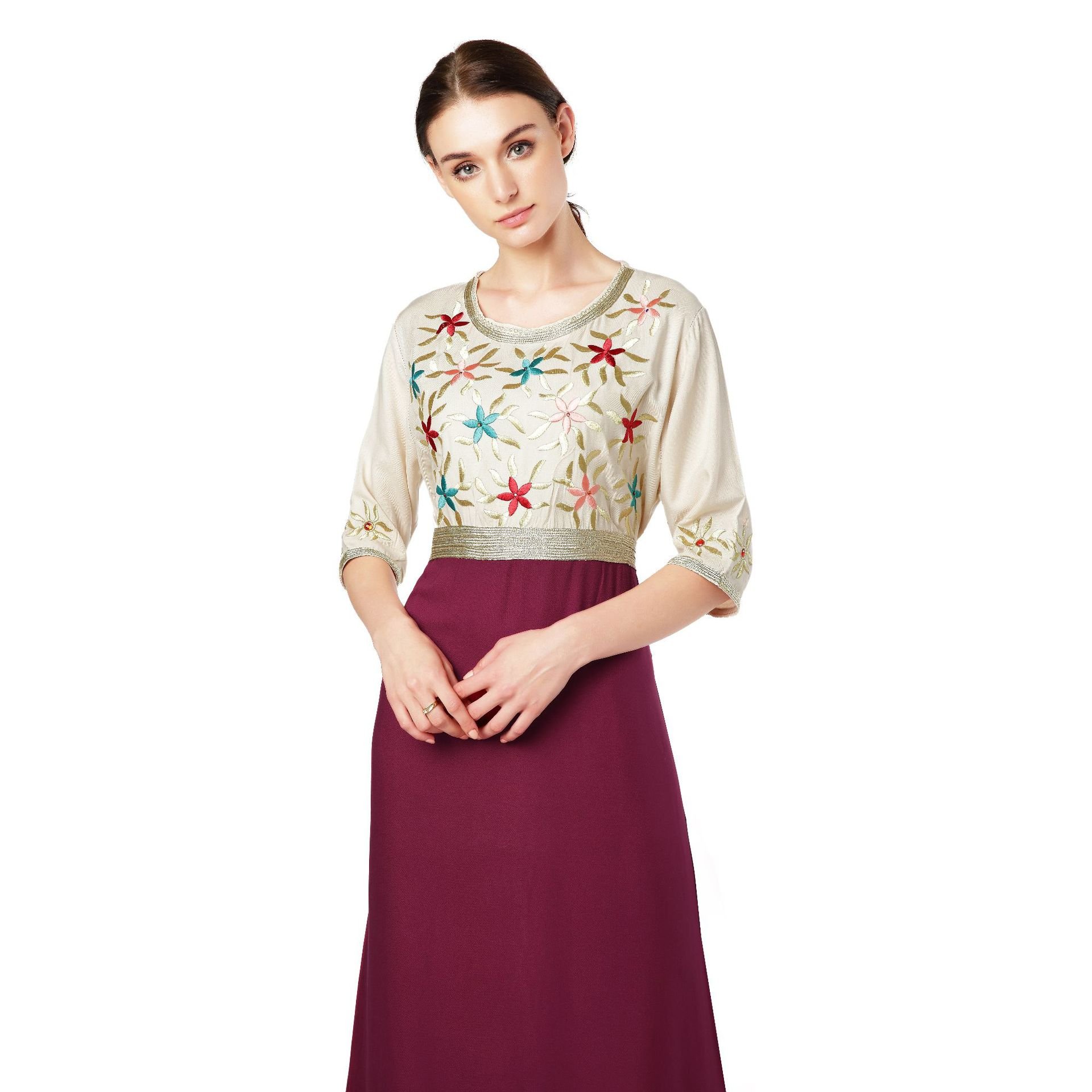 Custom Summer Middle East Women's Muslim Moroccan Elegant Dress Dubai Rayon Muslim Dresses Arab Robe Kimono Nightgown