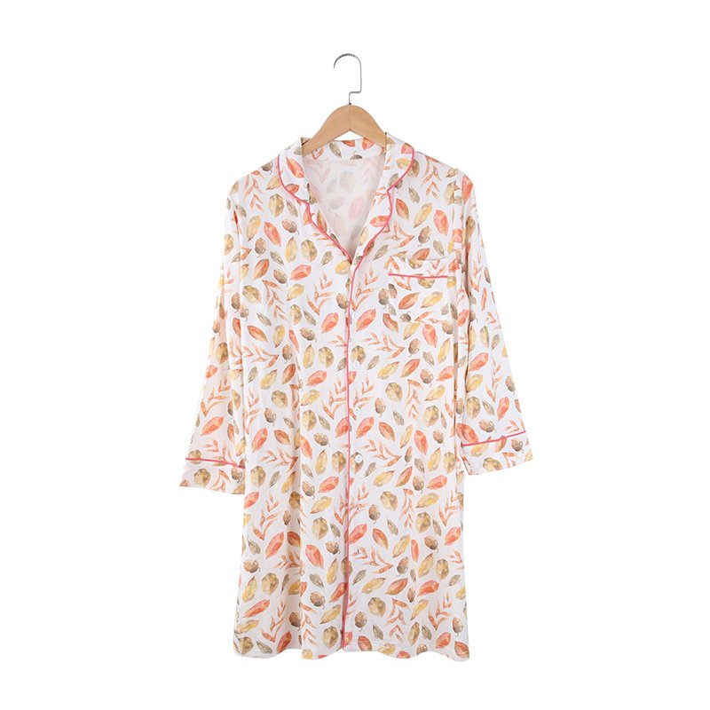 Wholesale Ladies Long Sleeve Sleep Dress Beautiful Soft Bamboo Knitted Sleepwear for Women Plus Size for Summer Spring Homewear