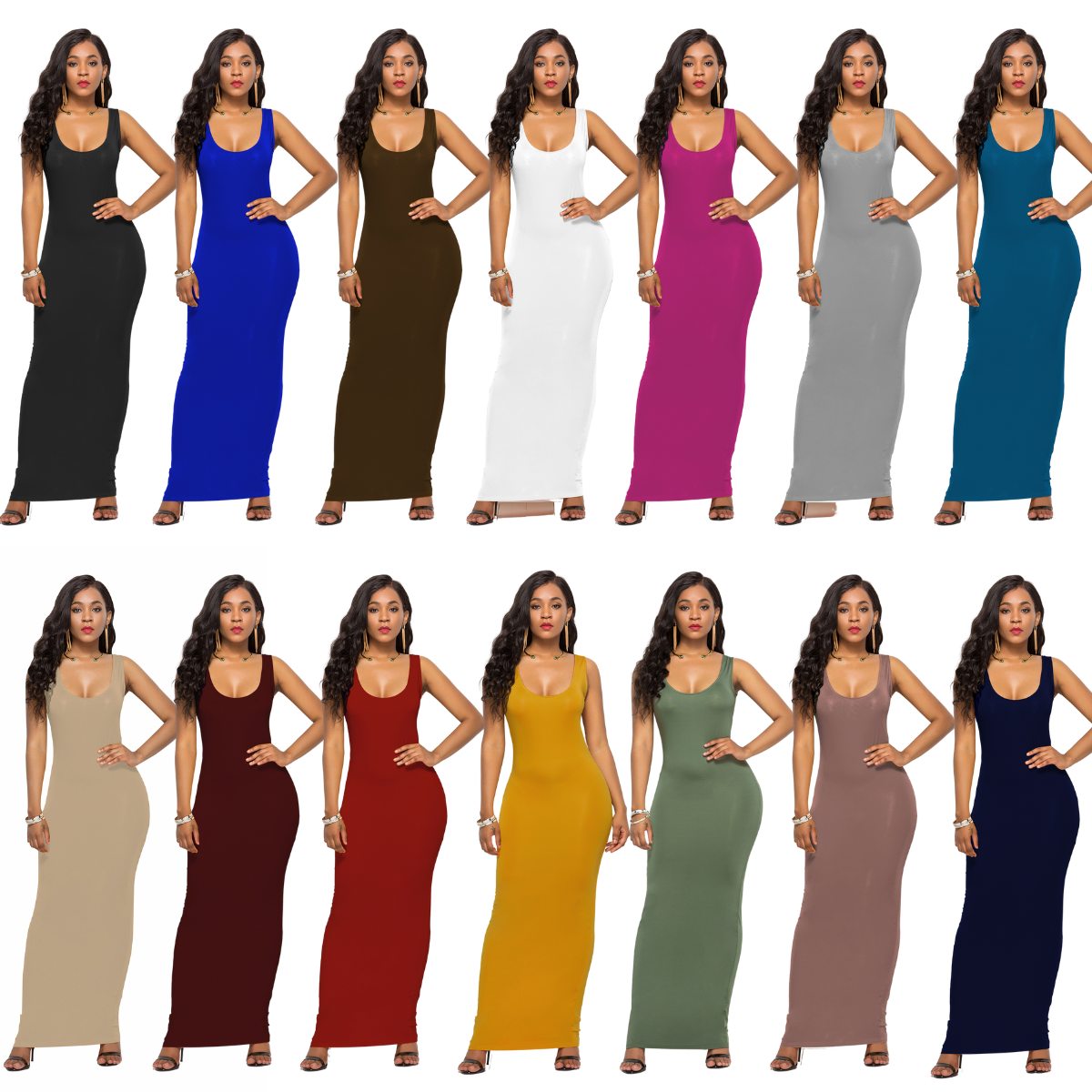 WanBao Hot Selling Women's Long-length Solid Color women long dresses casual