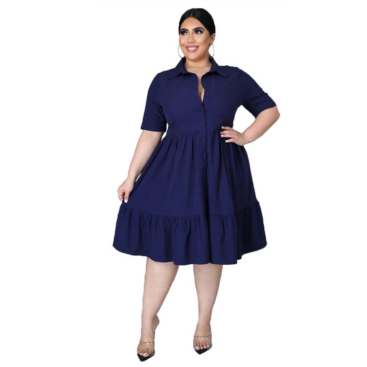 Stylish Lady Shirt Dress Short Sleeve Loose Plus Size 5XL Summer Women Casual Dresses
