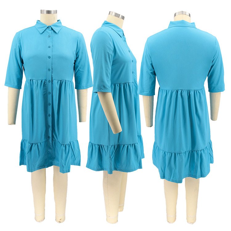 Stylish Lady Shirt Dress Short Sleeve Loose Plus Size 5XL Summer Women Casual Dresses