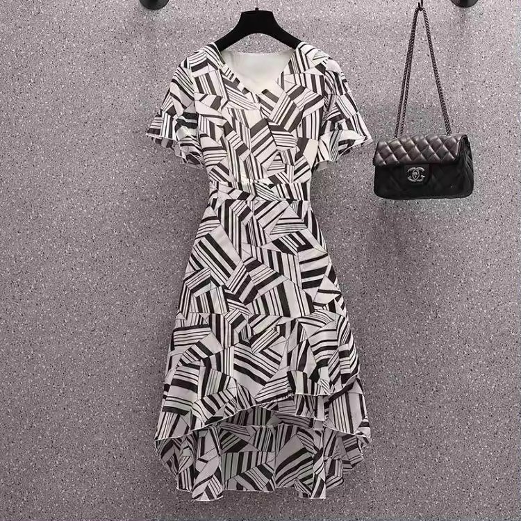 2024 the latest style women's dress women's short sleeve mid length dress high quality dress