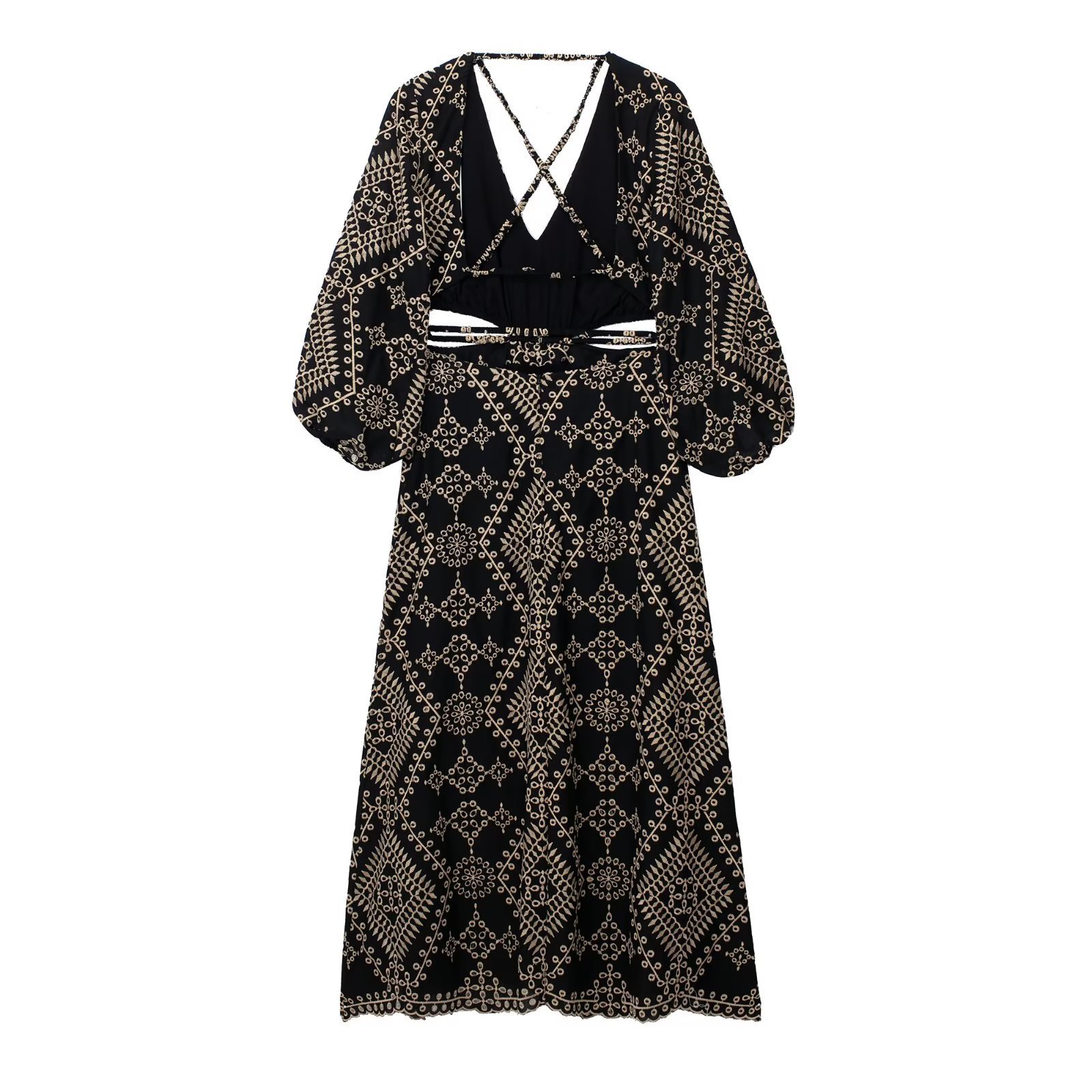 Vintage Embroidery Pattern Printing Summer 2024 Women Clothes Vacation Long Casual Dresses Women