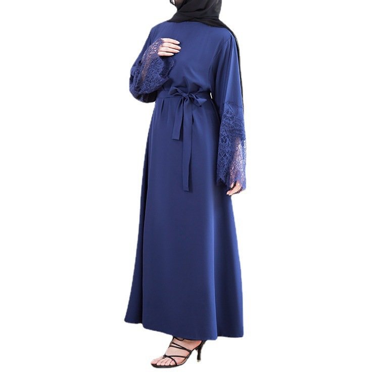 Girls Long Muslim Dress For Women Islamic Clothing Black Satin Modest Muslim Dress For Women Casual