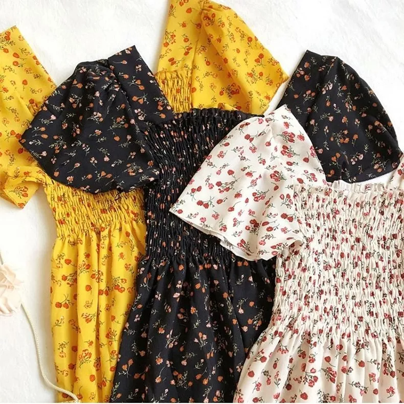 OEM Custom Floral Print Elastic Prom Women Classy Corset Casual Long Dresses