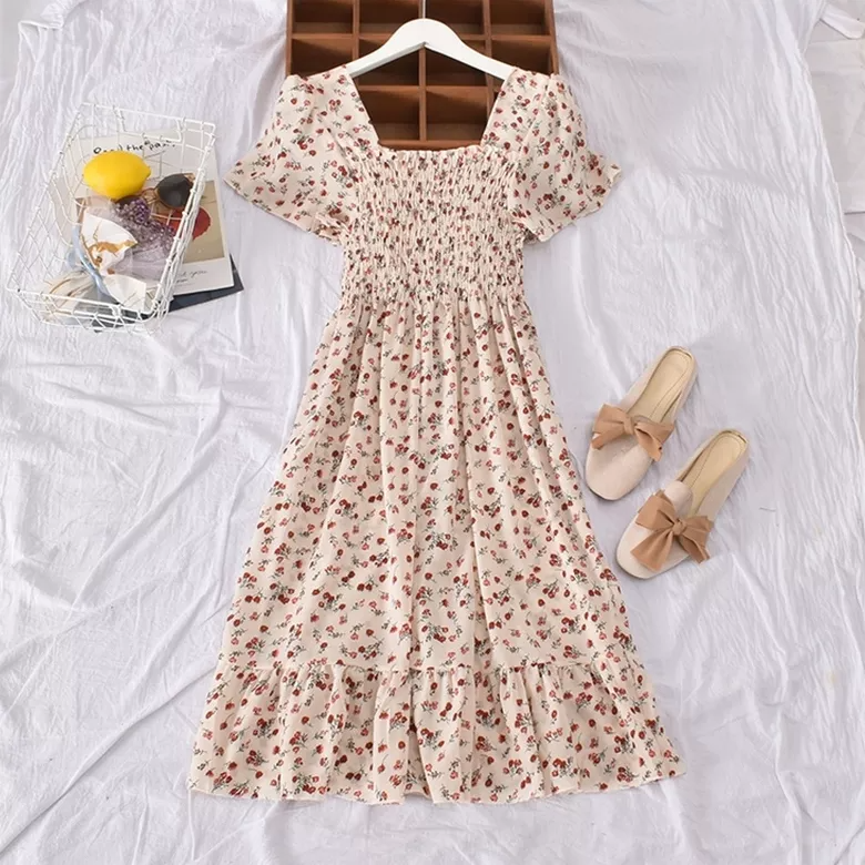 OEM Custom Floral Print Elastic Prom Women Classy Corset Casual Long Dresses
