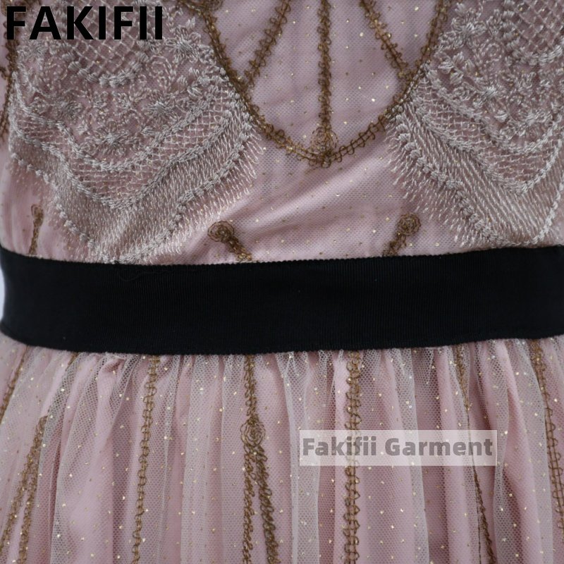 A Wholesale New Arrival 2024 Summer Fashion Pink Mesh Positional Floral Embroidery Party Casual Dress Women Elegant Prom Dresses