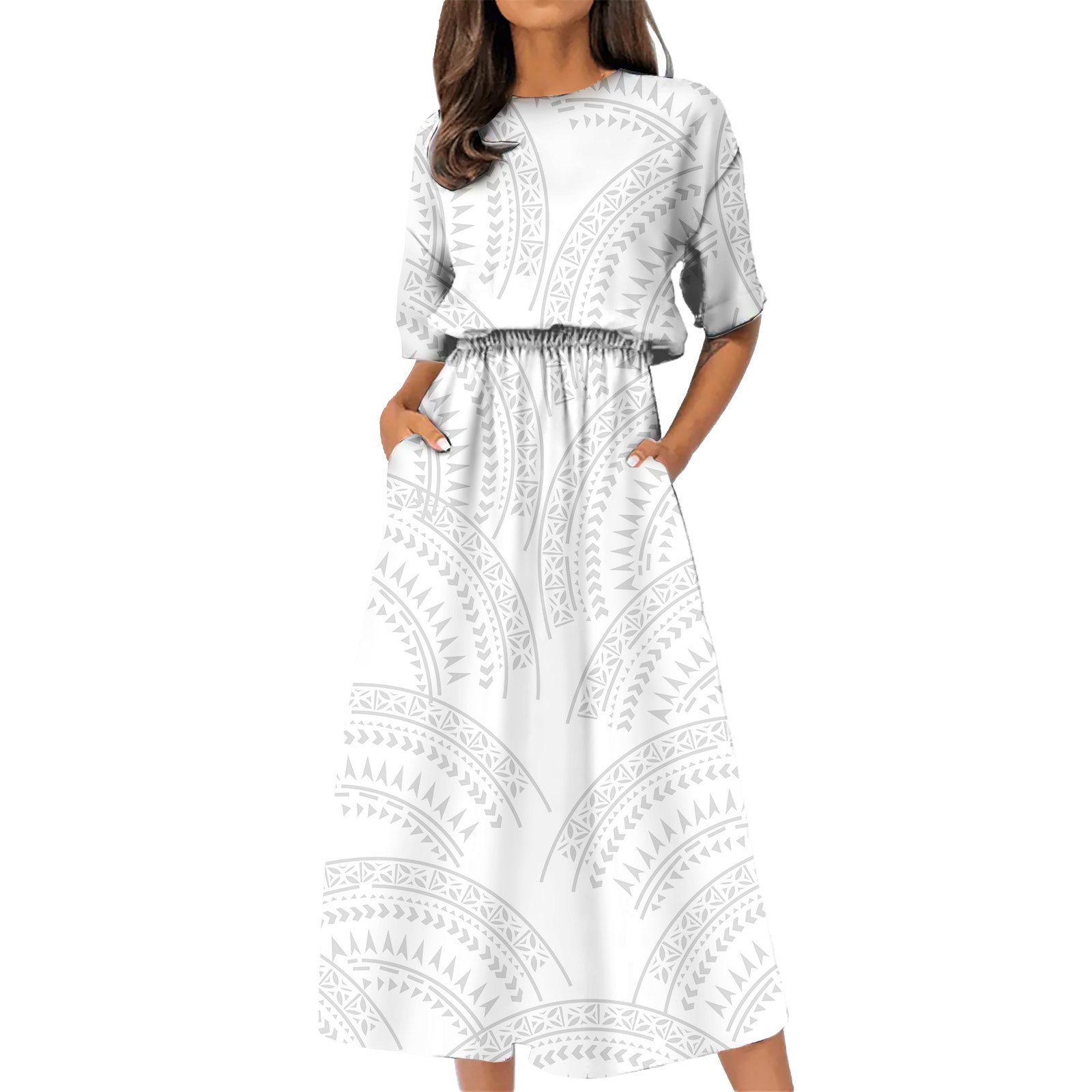 Samoa Puletasi Midi Dress Polynesian Samoan Fiji Women Summer Dresses Puletasi Custom Logo Women's Clothing