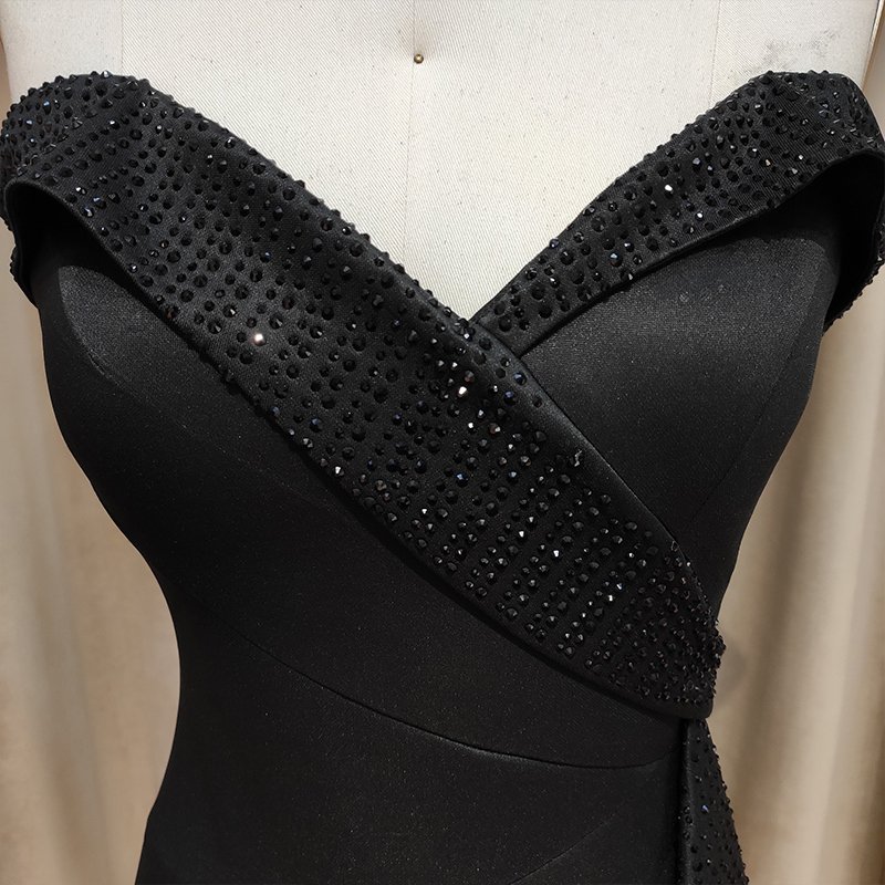 New Style Sexy Black Long Party Dress Sequin Casual Dress Evening Dress for Ladies